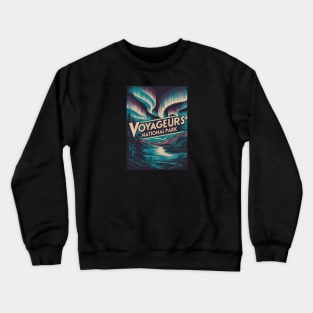 Travel Poster Voyageurs Retro Aurora Crewneck Sweatshirt